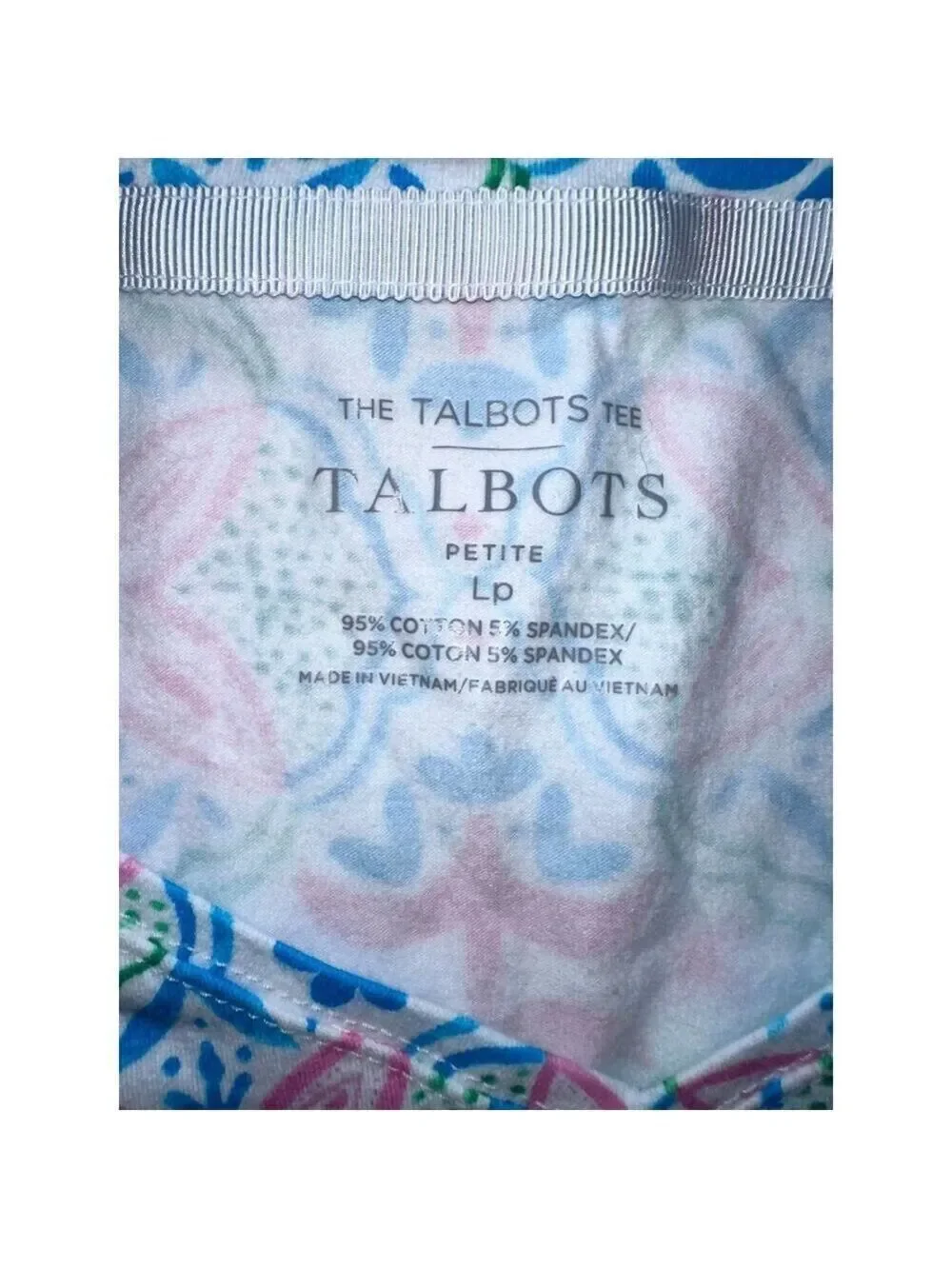 NWOT Women’s LP Talbots SS Geometric Design Cotton TShirt
